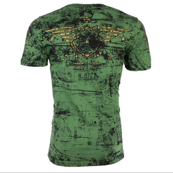 XTREME COUTURE by AFFLICTION Mens T-shirt Connect Eagle Wings Green S-3XL NWT - Picture 4 of 9